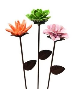 Enchanted Garden™ 24.4" Metal & Porcelain Flower Yard Stake - Assorted Styles