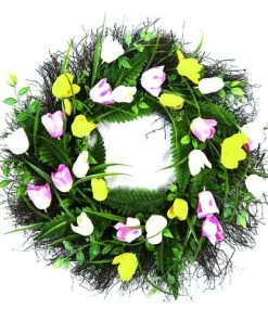Enchanted Garden™ 22" Tulips Wreath Outdoor Wall Art
