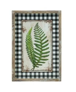 Enchanted Garden™ 15.75" Wood Fern Checked Design Wall Decor
