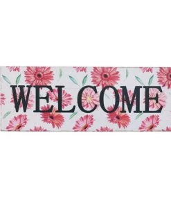 Enchanted Garden™ 31.9" Pink Flower Welcome Outdoor Wall Art