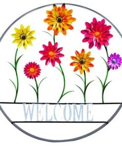 Enchanted Garden™ 29" Gerbera Daisy Wheel Outdoor Wall Art