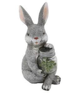 Enchanted Garden™ 11.8" Bunny Statue With Solar Jar