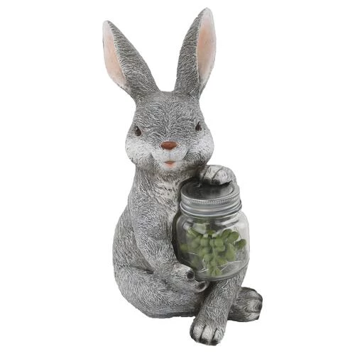 Enchanted Garden™ 11.8" Bunny Statue With Solar Jar 3 Enchanted Garden™ 11.8" Bunny Statue With Solar Jar