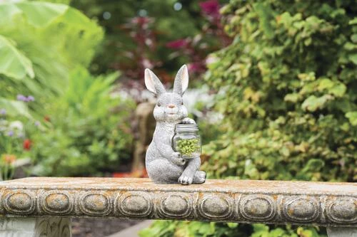 Enchanted Garden™ 11.8" Bunny Statue With Solar Jar 7 Enchanted Garden™ 11.8" Bunny Statue With Solar Jar - Image 5