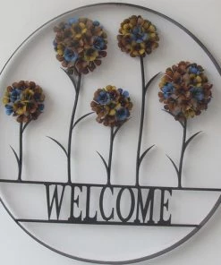 Enchanted Garden™ 31.5" Hydrangea Welcome Wagon Wheel Outdoor Wall Art