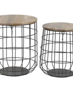 Enchanted Garden™ Natural Wood & Metal Garden Stool - 2 Pack
