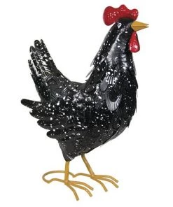 Enchanted Garden™ 16" Metal Black Rooster Statue