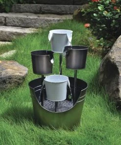 Enchanted Garden™ 25.5" Pouring Pails Outdoor Water Fountain -Enchanted Garden Sale Y95858PouringPailsScene