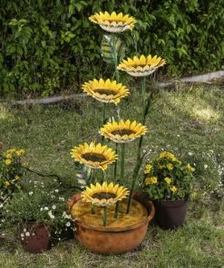 Enchanted Garden™ 40.16" Tiered Sunflower Outdoor Water Fountain