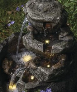 Enchanted Garden™ 23.62" Tiered Riverview Park Outdoor Water Fountain -Enchanted Garden Sale Y95887lightedscene